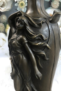 Signed Art Deco Sexy Woman by Cheret Bronze Sculpture Marble Base DEAL