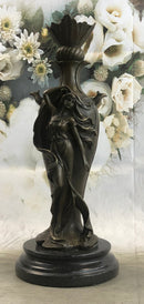 Signed Art Deco Sexy Woman by Cheret Bronze Sculpture Marble Base DEAL