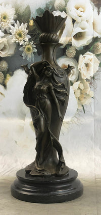 Signed Art Deco Sexy Woman by Cheret Bronze Sculpture Marble Base DEAL