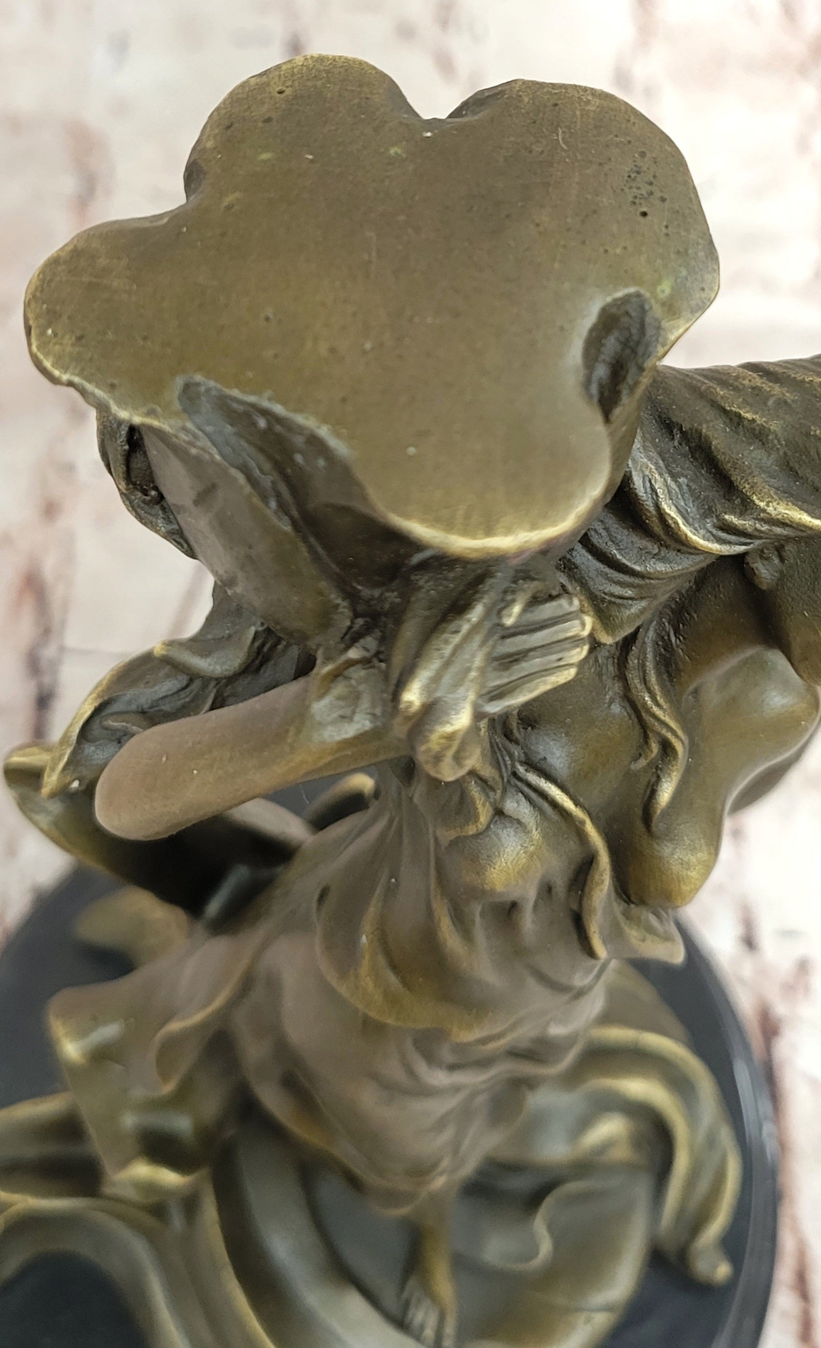 Bronze Art Nouveau Sculpture of Woman with Flower Motif