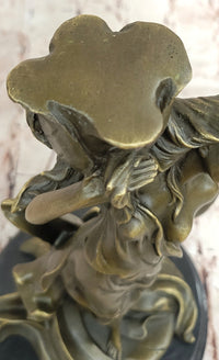 Bronze Art Nouveau Sculpture of Woman with Flower Motif