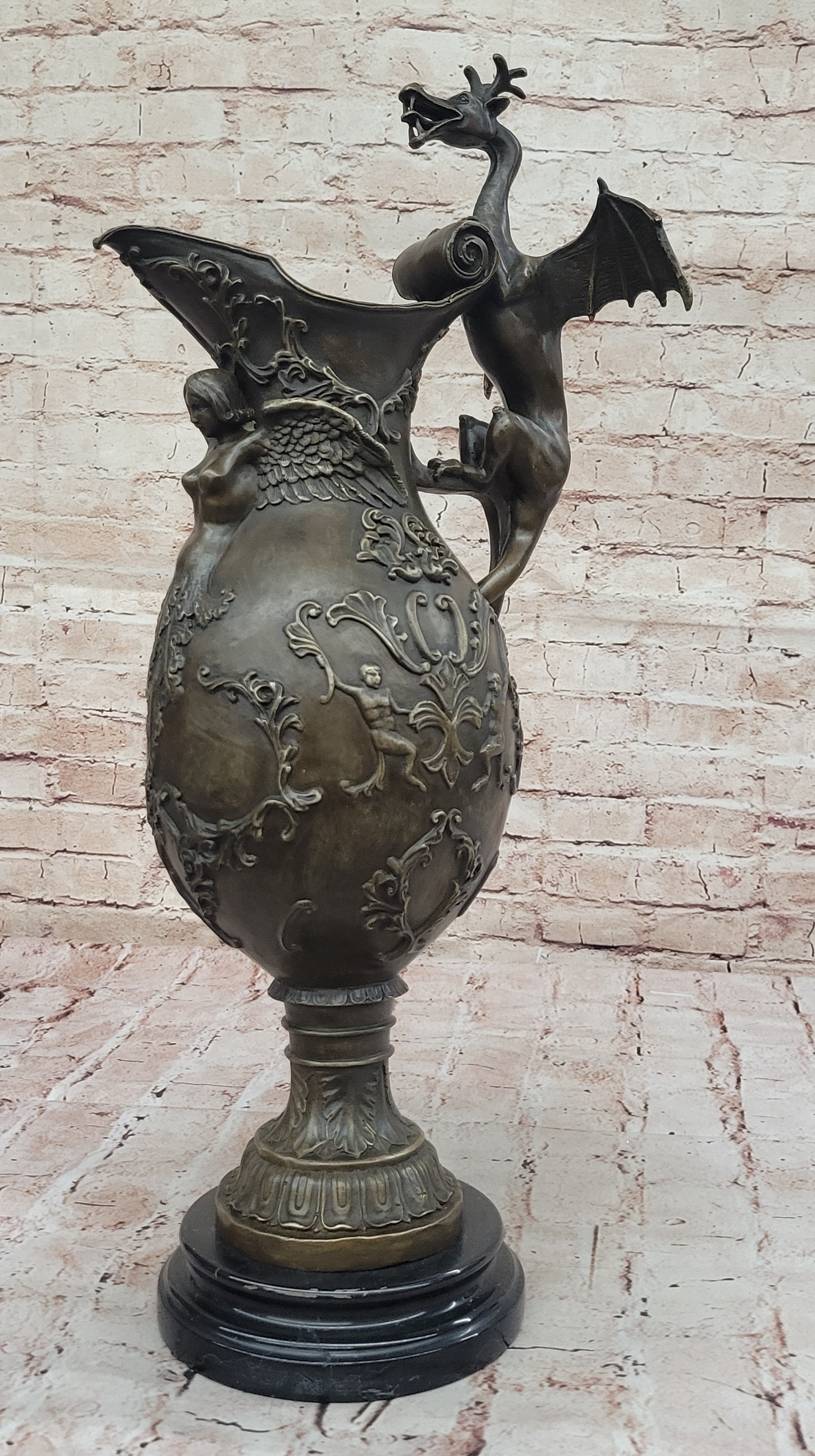 Bronze Dragon Pitcher with Gothic Details