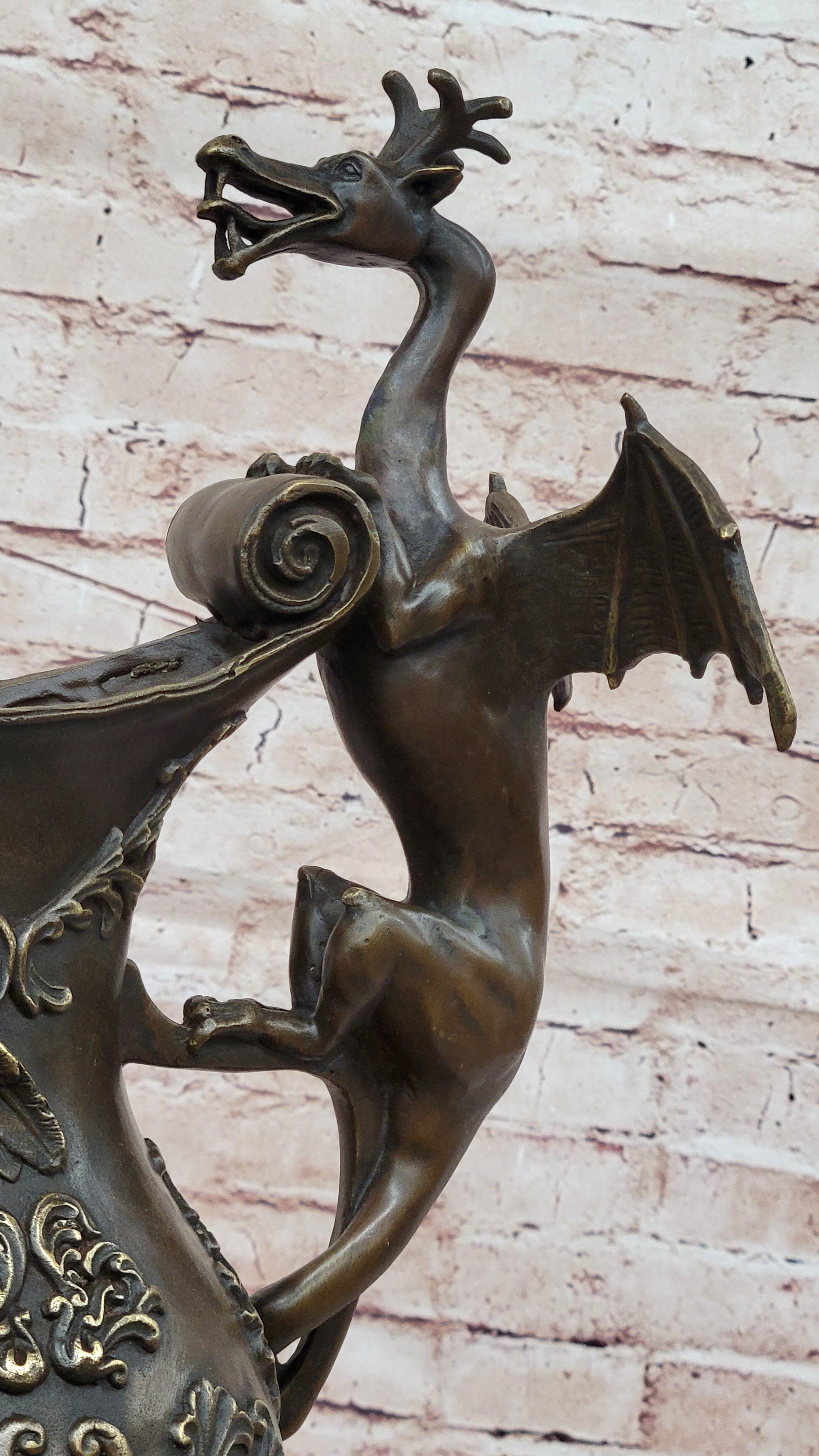 Bronze Dragon Pitcher with Gothic Details