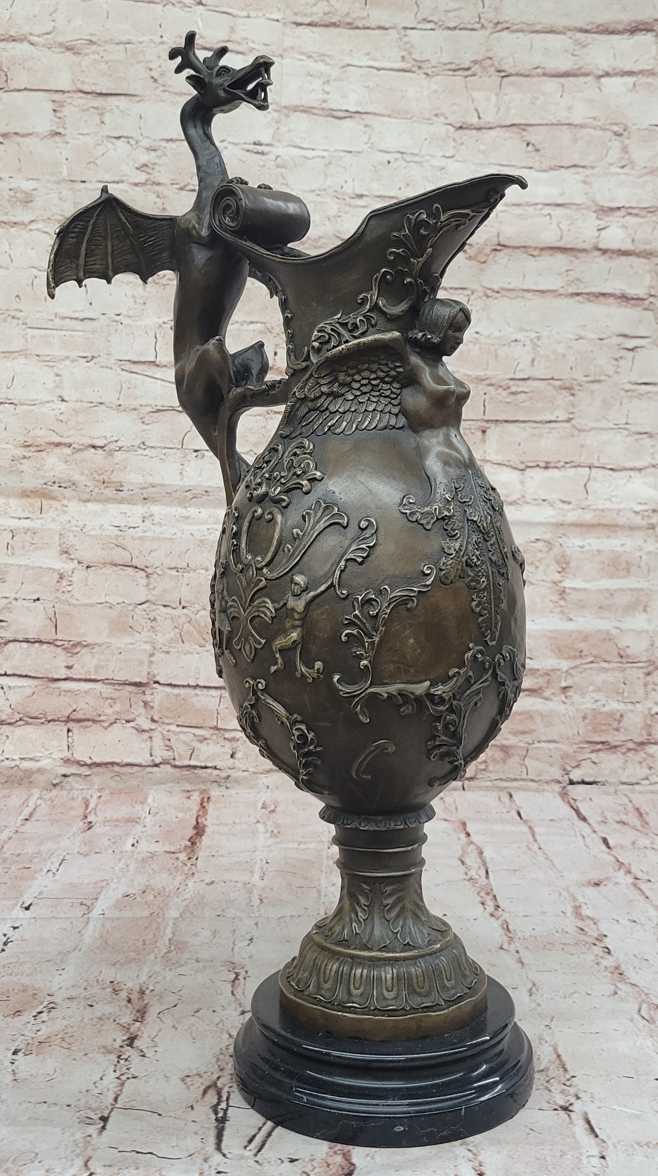 Bronze Dragon Pitcher with Gothic Details