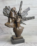 Abstract Bronze Metal Bust Sculpture of Couple Romance Art