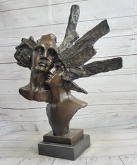 Abstract Bronze Metal Bust Sculpture of Couple Romance Art