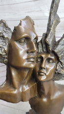 Abstract Bronze Metal Bust Sculpture of Couple Romance Art