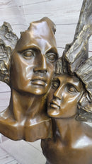 Abstract Bronze Metal Bust Sculpture of Couple Romance Art