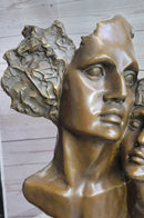Abstract Bronze Metal Bust Sculpture of Couple Romance Art