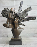 Abstract Bronze Metal Bust Sculpture of Couple Romance Art