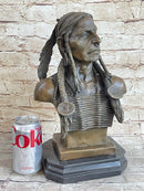 Native American Warrior Chief Bronze Bust Sculpture
