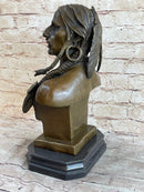 Native American Warrior Chief Bronze Bust Sculpture