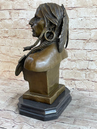 Native American Warrior Chief Bronze Bust Sculpture
