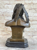 Native American Warrior Chief Bronze Bust Sculpture