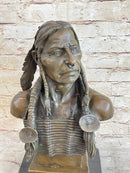 Native American Warrior Chief Bronze Bust Sculpture
