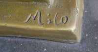 Indian Native American Chief Bust Bronze Marble Base by Milo