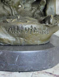 Two Running Boys with Dog Bronze Sculpture Marble Base