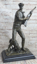 Signed Aldo Vitaleh Cowboy W/ Gun and His Dog Bronze