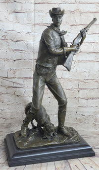 Signed Aldo Vitaleh Cowboy W/ Gun and His Dog Bronze