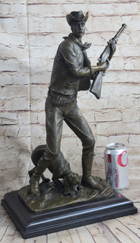 Signed Aldo Vitaleh Cowboy W/ Gun and His Dog Bronze