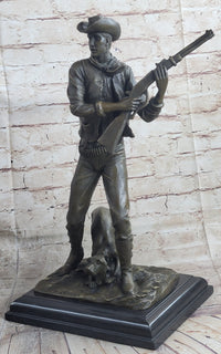 Signed Aldo Vitaleh Cowboy W/ Gun and His Dog Bronze