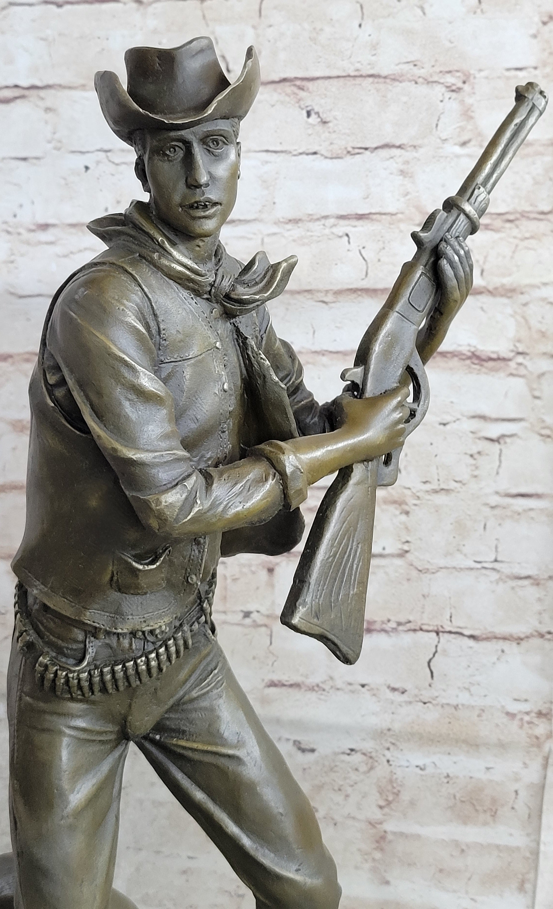 Signed Aldo Vitaleh Cowboy W/ Gun and His Dog Bronze