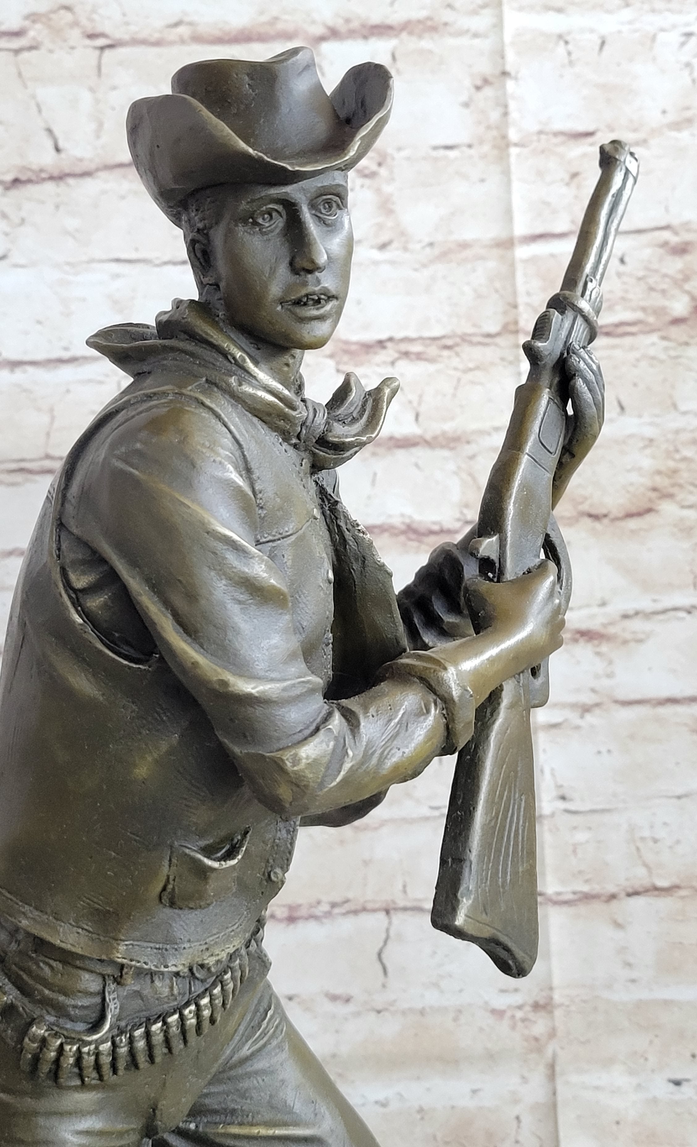 Signed Aldo Vitaleh Cowboy W/ Gun and His Dog Bronze