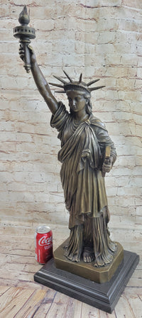 Statue of Liberty NYC Bronze Sculpture Replica on Marble Base
