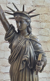 Statue of Liberty NYC Bronze Sculpture Replica on Marble Base