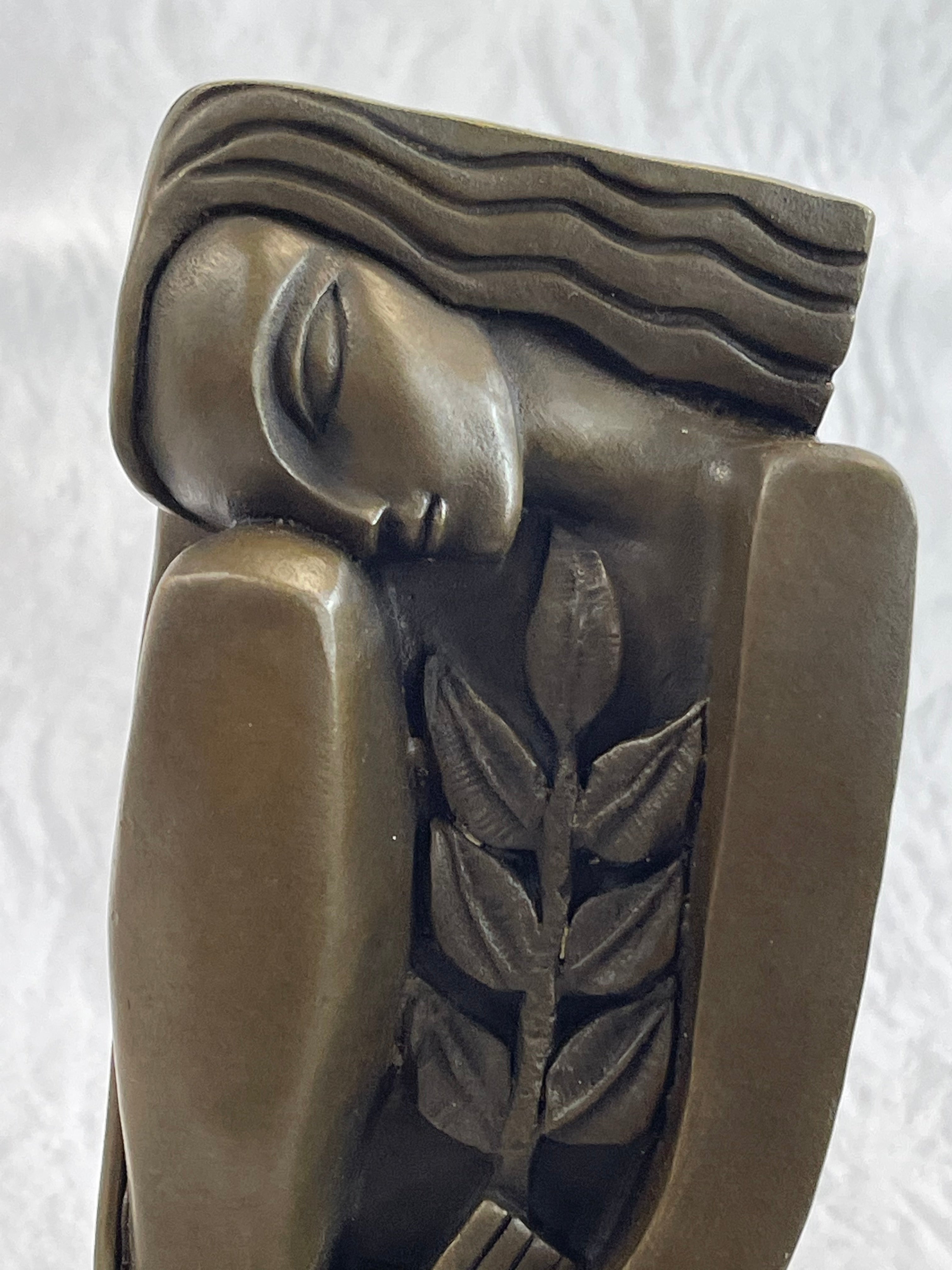 Signed Salvador Dali Abstract Woman Bronze Marble Base