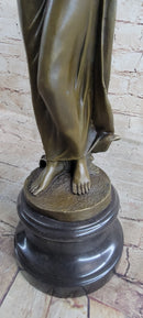 Bronze Sculpture Young Lady Gazes into a Flower by Moreau