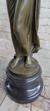 Bronze Sculpture Young Lady Gazes into a Flower by Moreau