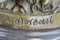 Bronze Sculpture Young Lady Gazes into a Flower by Moreau