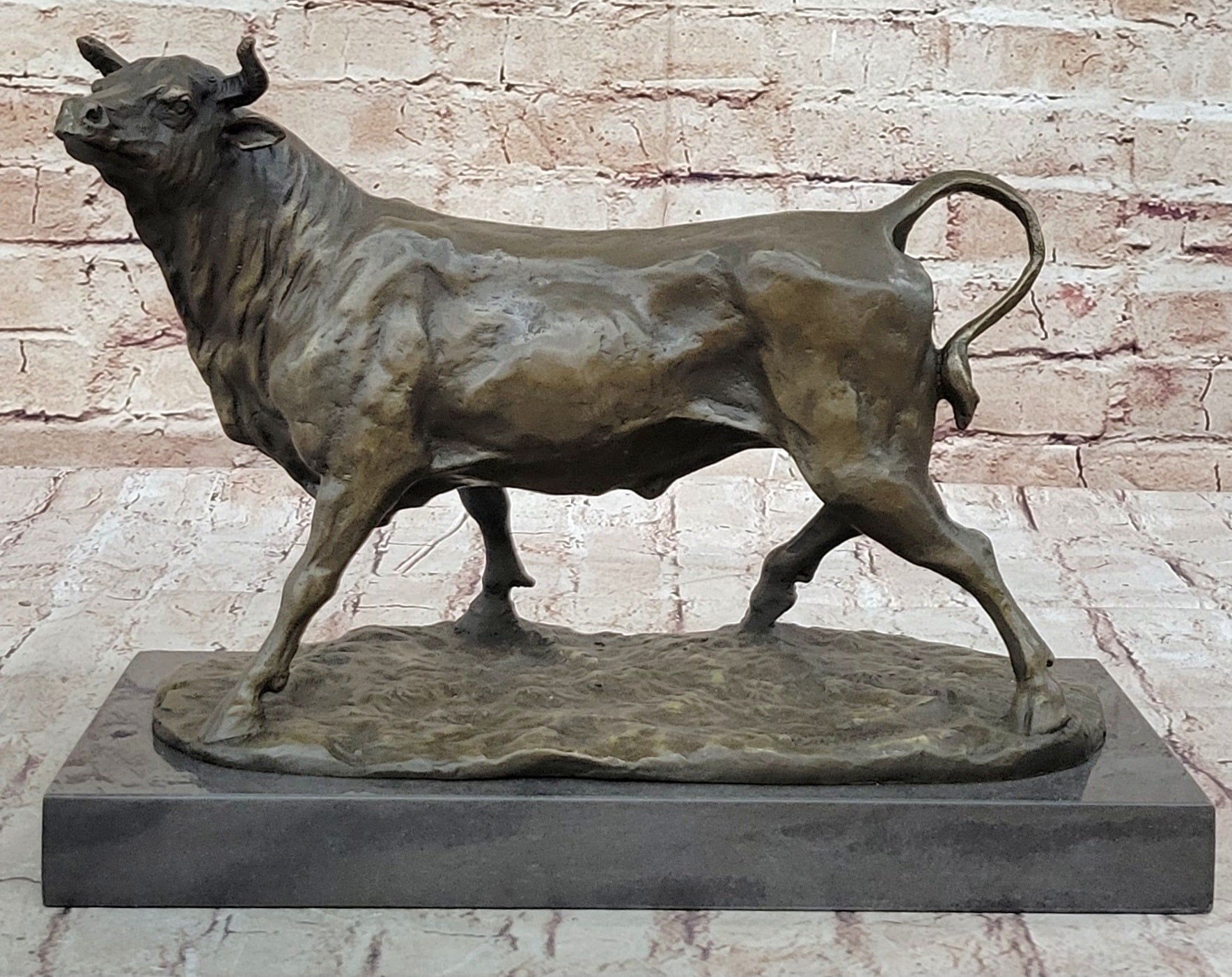 Trotting Bull - Hot Cast Bronze Sculpture Cattle Cow Art