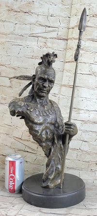 Handmade Native American Indian Warrior Bronze Sculpture Statue Figurine Art