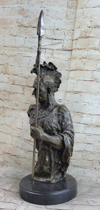 Handmade Native American Indian Warrior Bronze Sculpture Statue Figurine Art