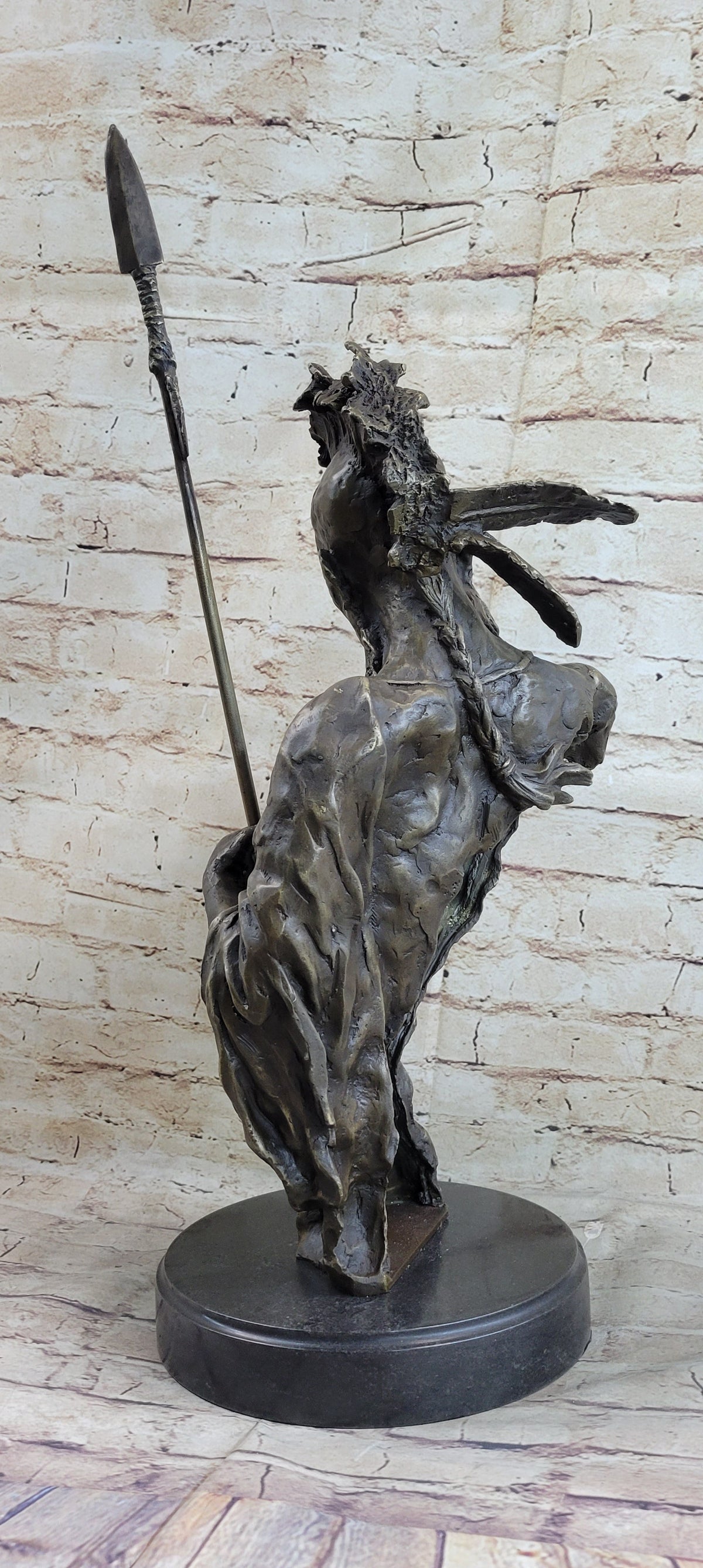 Handmade Native American Indian Warrior Bronze Sculpture Statue Figurine Art