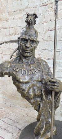 Handmade Native American Indian Warrior Bronze Sculpture Statue Figurine Art