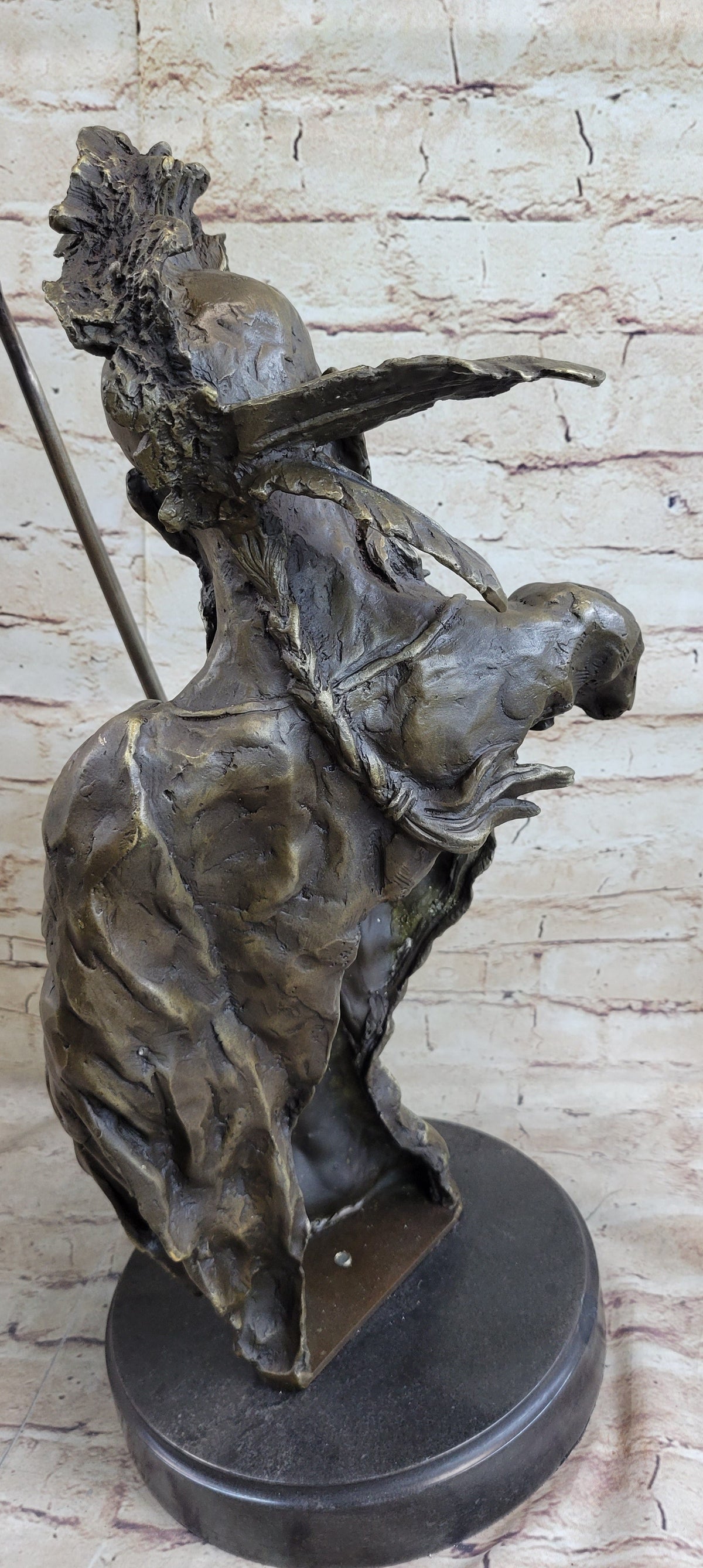 Handmade Native American Indian Warrior Bronze Sculpture Statue Figurine Art