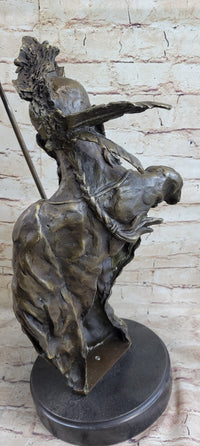Handmade Native American Indian Warrior Bronze Sculpture Statue Figurine Art