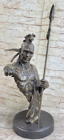 Handmade Native American Indian Warrior Bronze Sculpture Statue Figurine Art
