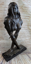 Abstract Surrealist Bronze Metal Bust of Nude Woman on Marble Base Signed Original Mario Nick