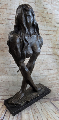 Abstract Surrealist Bronze Metal Bust of Nude Woman on Marble Base Signed Original Mario Nick