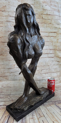 Abstract Surrealist Bronze Metal Bust of Nude Woman on Marble Base Signed Original Mario Nick