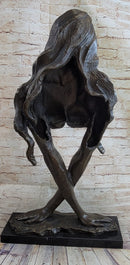 Abstract Surrealist Bronze Metal Bust of Nude Woman on Marble Base Signed Original Mario Nick