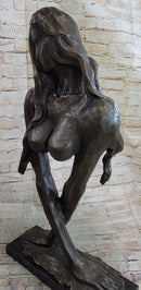 Abstract Surrealist Bronze Metal Bust of Nude Woman on Marble Base Signed Original Mario Nick