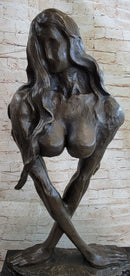 Abstract Surrealist Bronze Metal Bust of Nude Woman on Marble Base Signed Original Mario Nick
