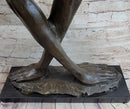 Abstract Surrealist Bronze Metal Bust of Nude Woman on Marble Base Signed Original Mario Nick