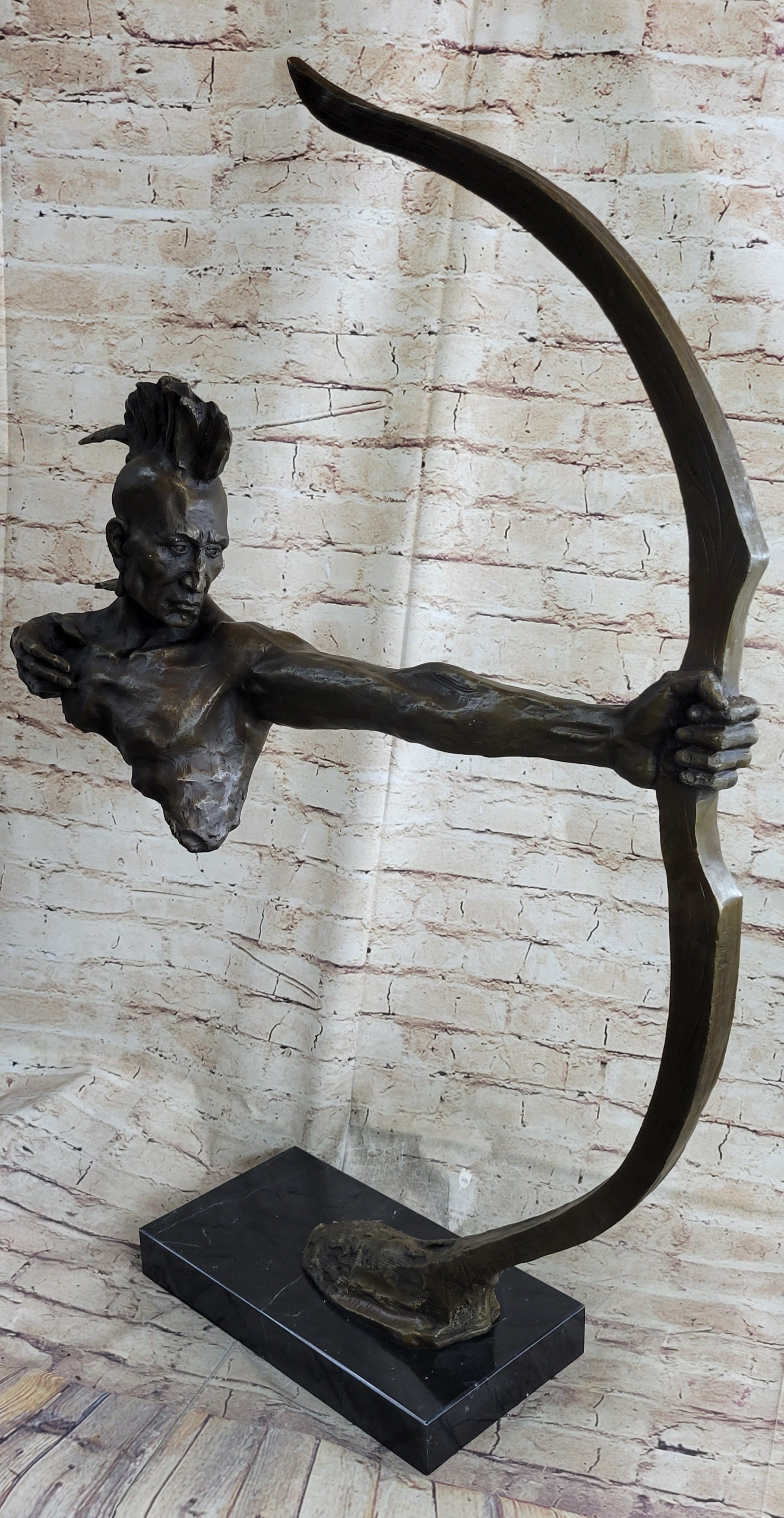 Native American Mohawk Archer Bronze Bust Mario Nick 29" x 23"