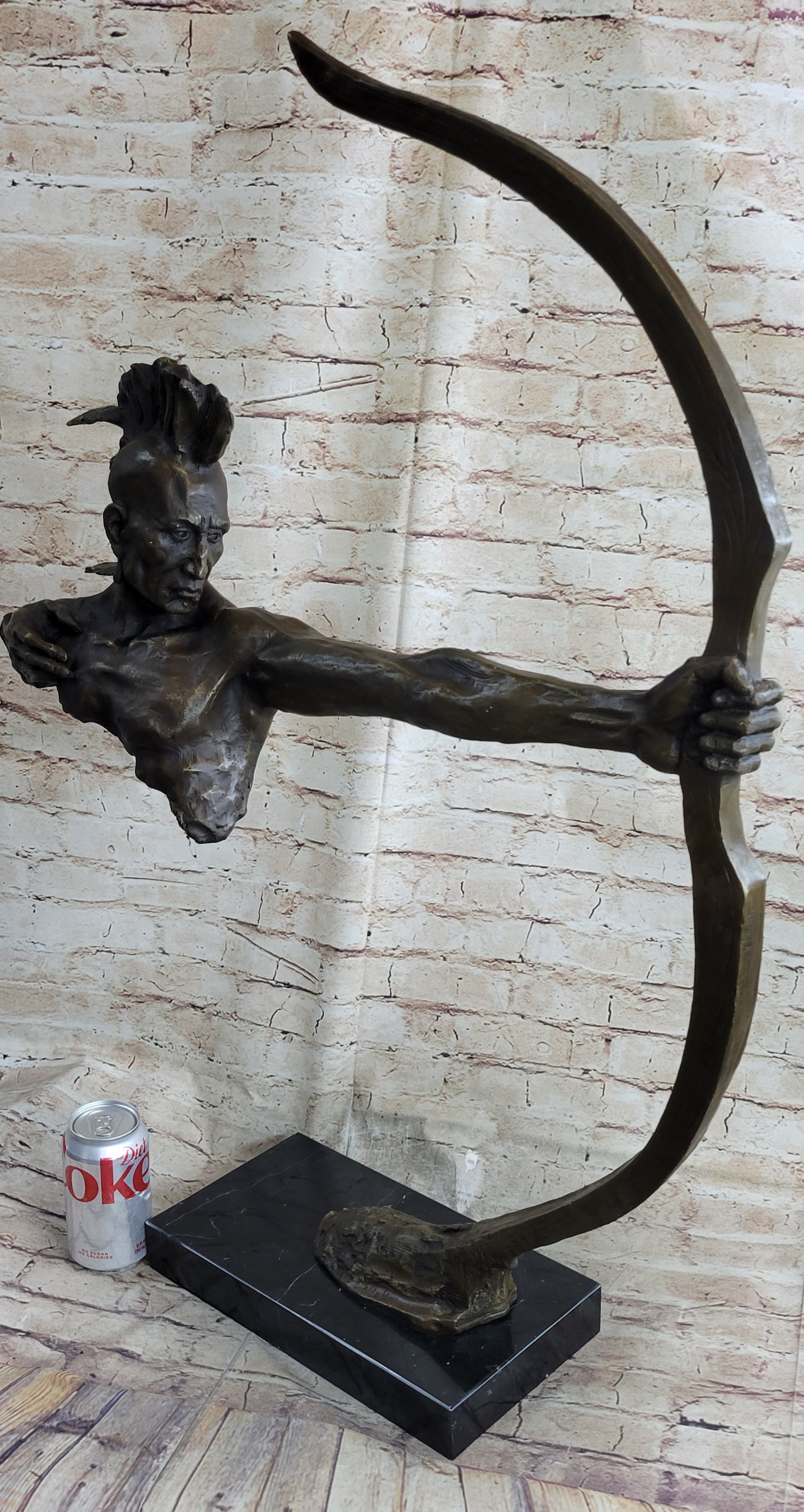 Native American Mohawk Archer Bronze Bust Mario Nick 29" x 23"